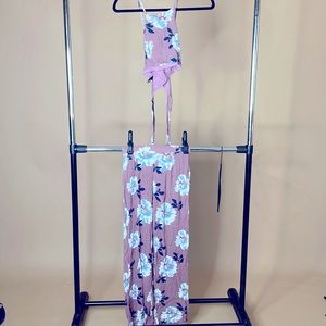 Windsor Purple flowered sm matching set